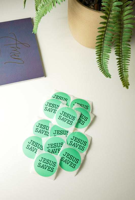 Jesus Saves Green Sticker Pack